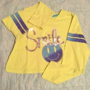 Girls green+blue crop top